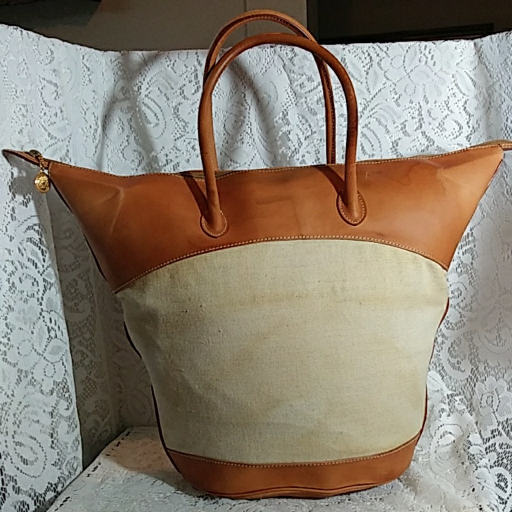 VINTAGE GUCCI Canvas & leather Bag